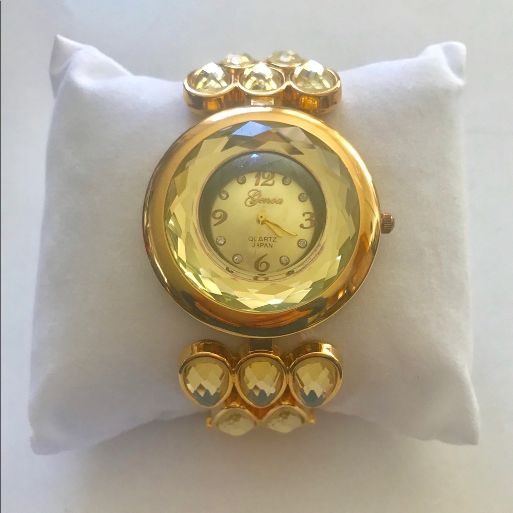 Strada by Genoa 18K Ion Plated Chalcedony Watch